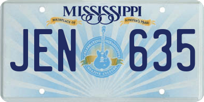 MS license plate JEN635