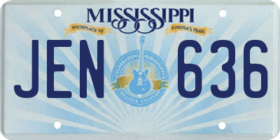 MS license plate JEN636