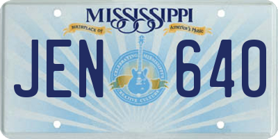 MS license plate JEN640