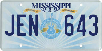 MS license plate JEN643