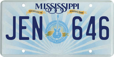 MS license plate JEN646