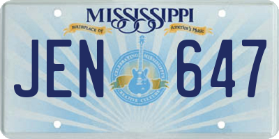 MS license plate JEN647