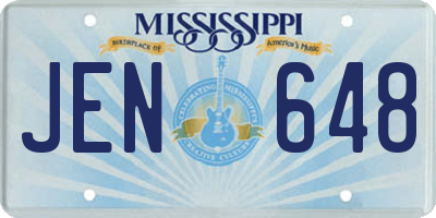 MS license plate JEN648
