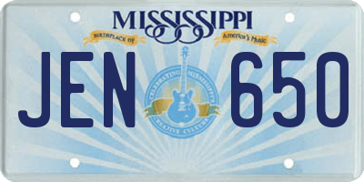MS license plate JEN650