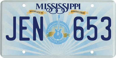MS license plate JEN653
