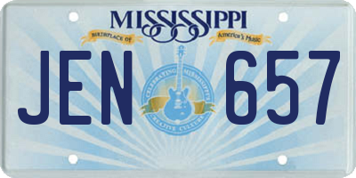 MS license plate JEN657