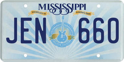 MS license plate JEN660