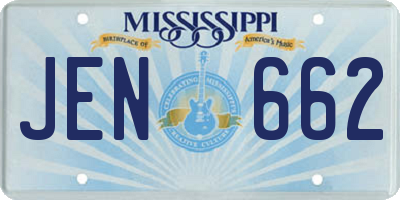 MS license plate JEN662