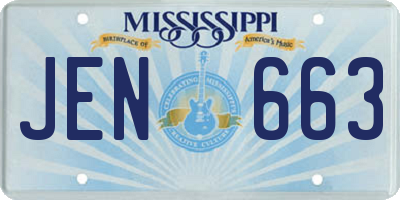 MS license plate JEN663
