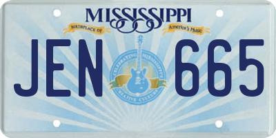 MS license plate JEN665