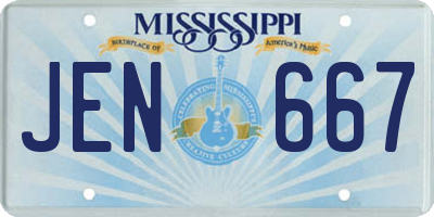 MS license plate JEN667