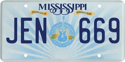MS license plate JEN669