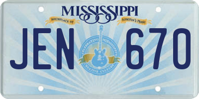 MS license plate JEN670