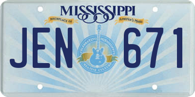MS license plate JEN671
