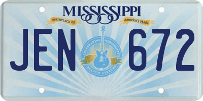 MS license plate JEN672
