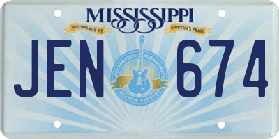 MS license plate JEN674