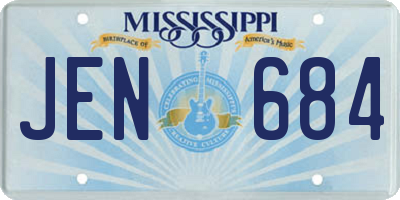 MS license plate JEN684