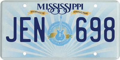 MS license plate JEN698