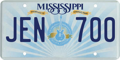 MS license plate JEN700