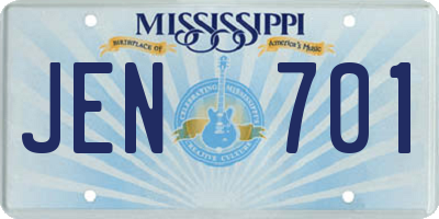 MS license plate JEN701