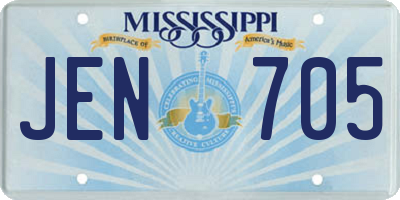 MS license plate JEN705