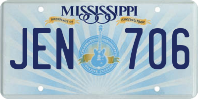 MS license plate JEN706