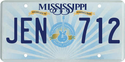 MS license plate JEN712