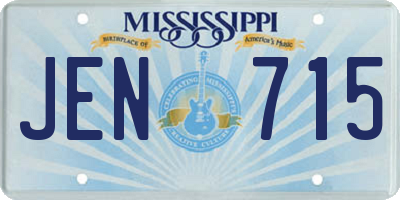 MS license plate JEN715