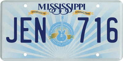 MS license plate JEN716