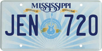 MS license plate JEN720