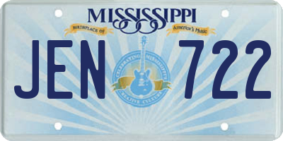 MS license plate JEN722