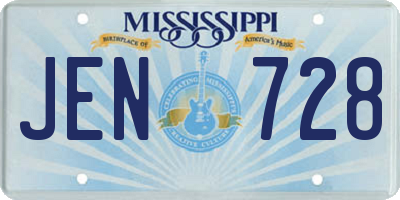 MS license plate JEN728