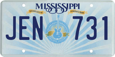 MS license plate JEN731