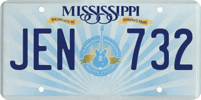 MS license plate JEN732