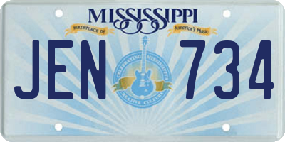 MS license plate JEN734