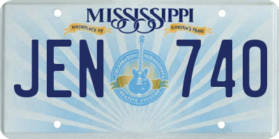 MS license plate JEN740
