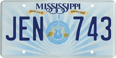 MS license plate JEN743