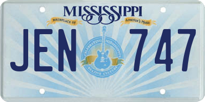 MS license plate JEN747