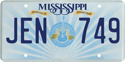 MS license plate JEN749