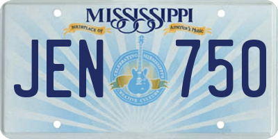 MS license plate JEN750