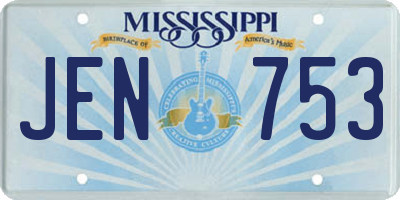 MS license plate JEN753