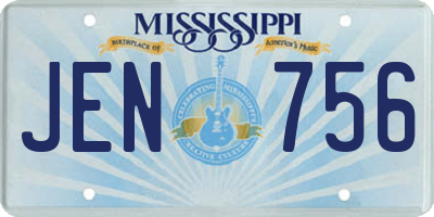 MS license plate JEN756