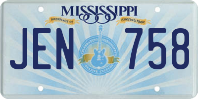 MS license plate JEN758