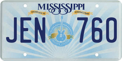 MS license plate JEN760