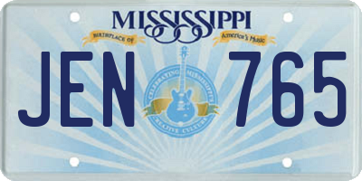 MS license plate JEN765
