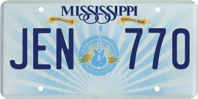 MS license plate JEN770
