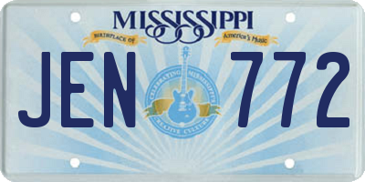 MS license plate JEN772