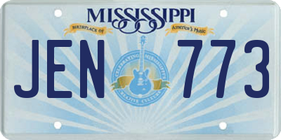 MS license plate JEN773