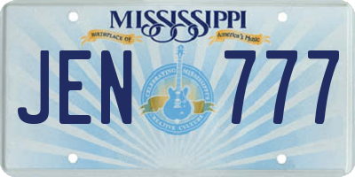 MS license plate JEN777