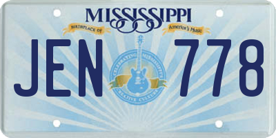 MS license plate JEN778